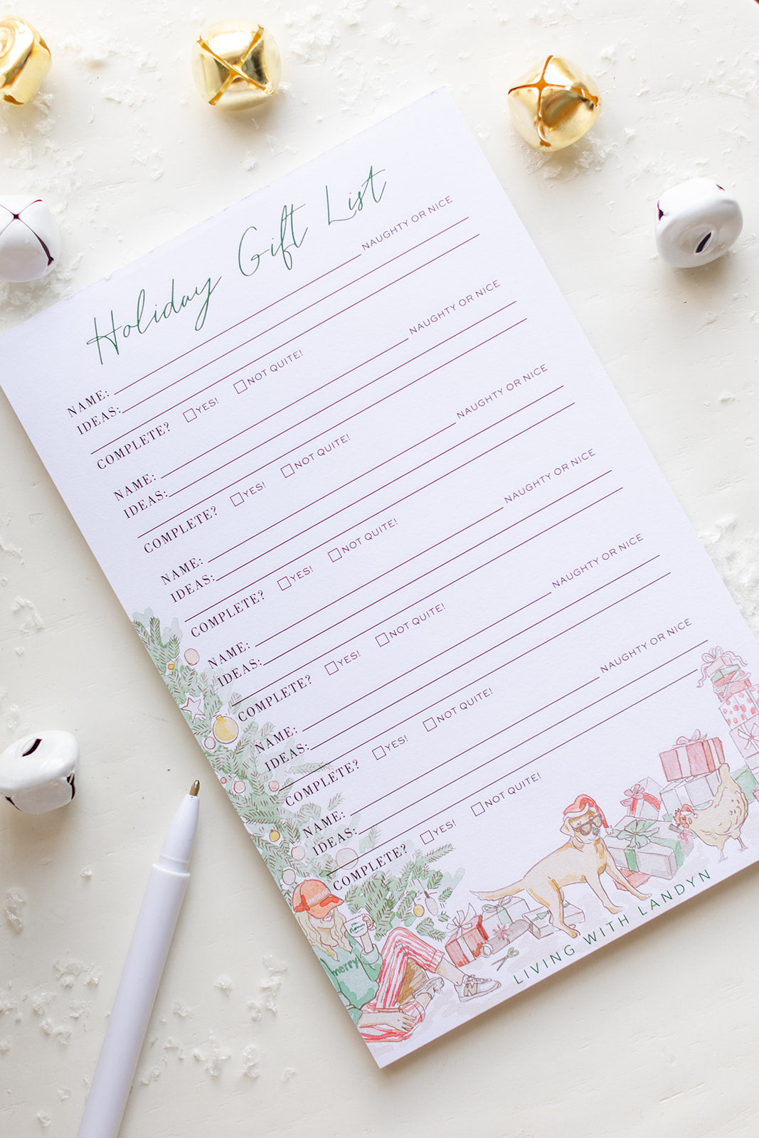holiday gift list notepad and pen gift set PREORDER