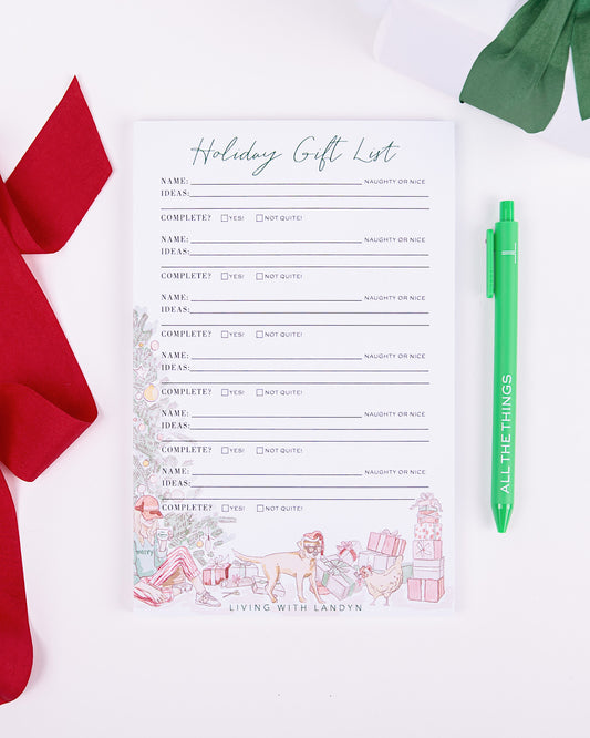 holiday gift list notepad and pen gift set PREORDER